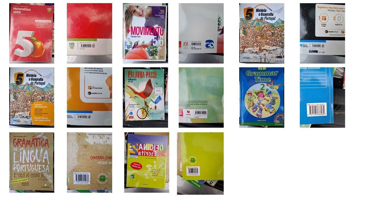 Manuais escolares (5ª, 6º, 7º, 8º ano)