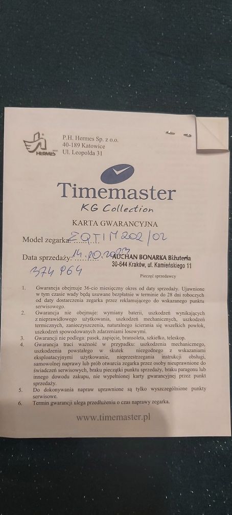 Zegarek męski Timemaster ZQTIM202/02