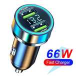 Ładowarka samochodowa 66W 2x USB A z wyświetlaczem