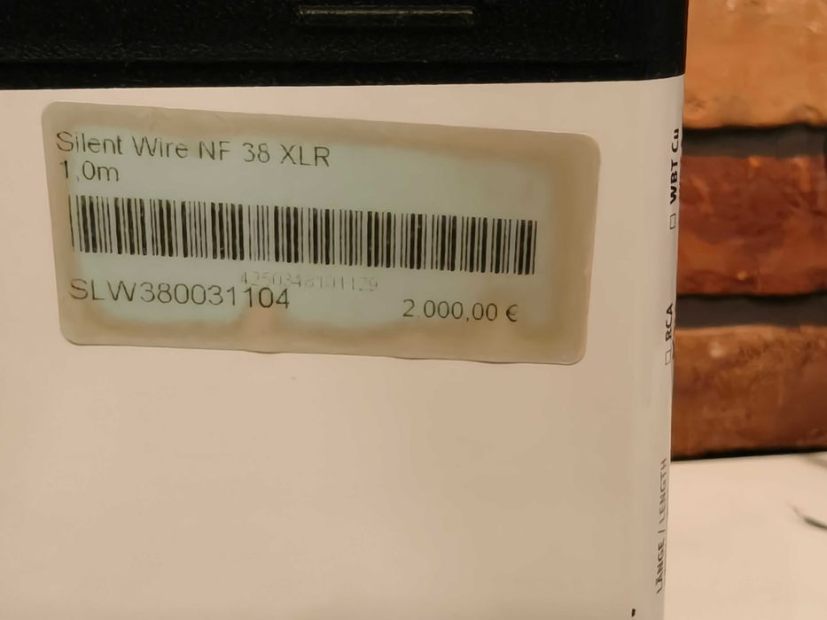 KABEL SILENT WIRE NF 38 XLR 1M ! Jak nowy ! Sklep 2000€ !!! HI-END