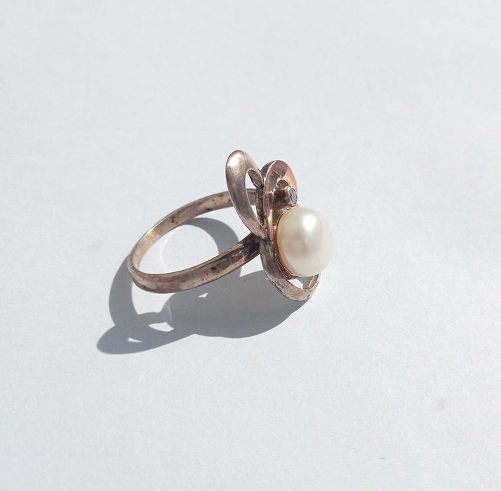 Перстень кольцо з жемчугом Перлина. Срібло 925 проба Розмір 19