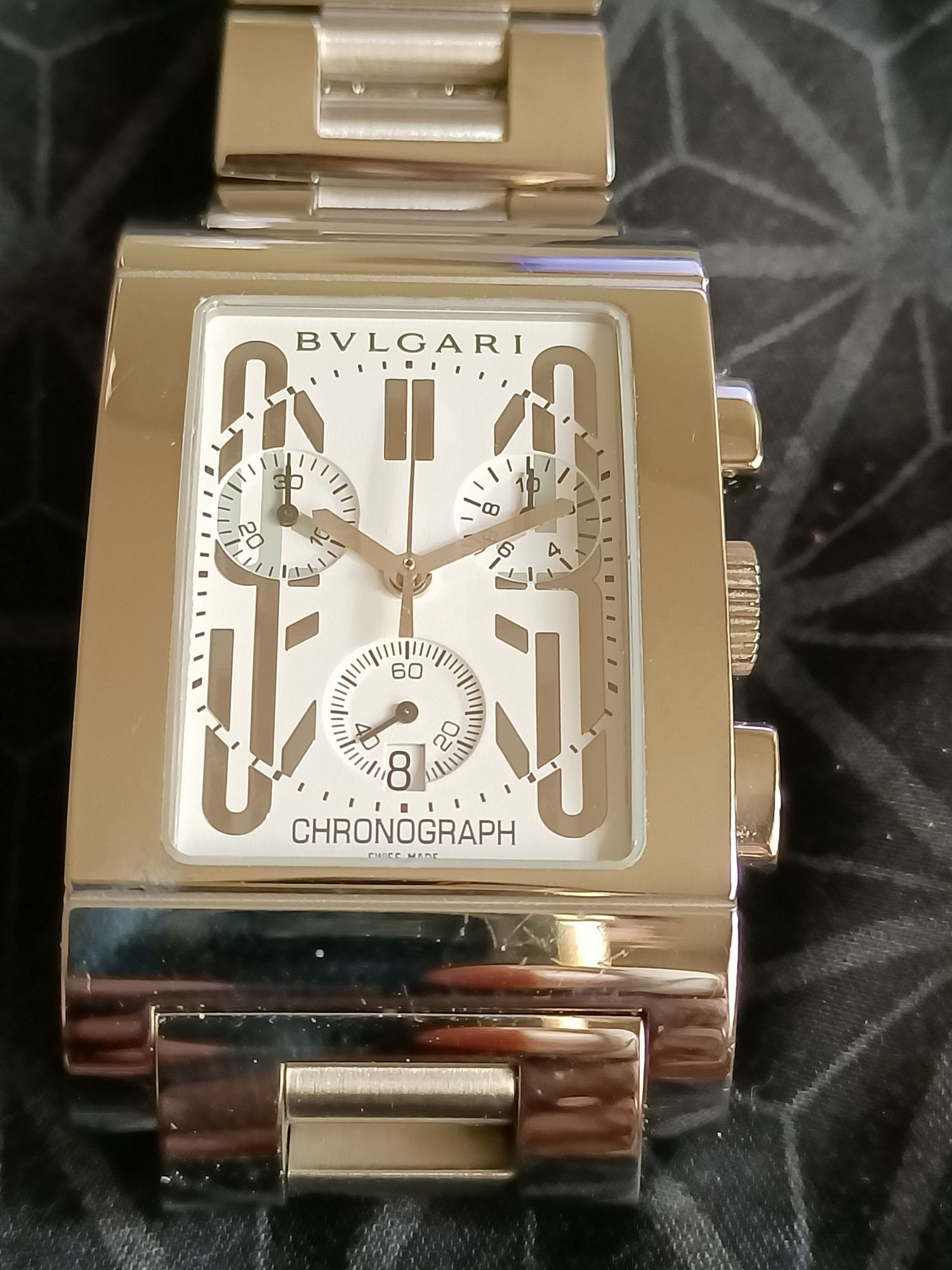 Bvlgari rectangle quartz chronograph watch