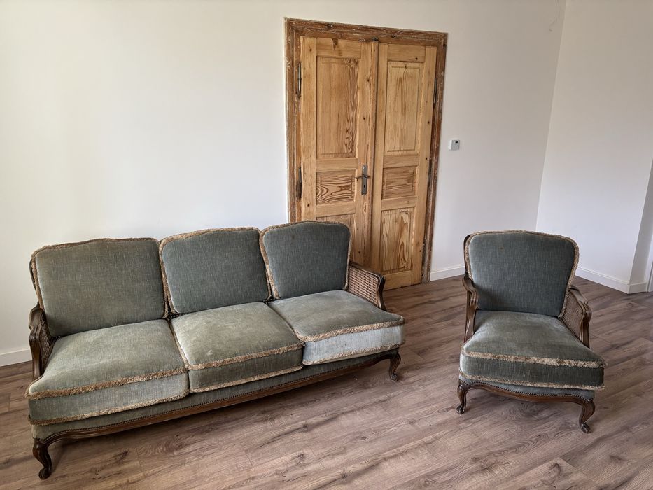 Sofa i fotel luwik używane, vintage