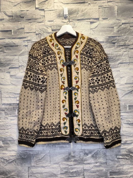 Sweterek Damski Kardigan Wełniany Rozpinany Vintage Wełna Kolorowy