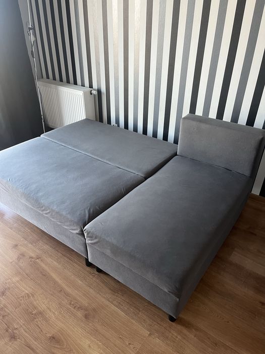 Kanapa 3 osobowa rozkładana z pojemnikiem na pościel szara ikea