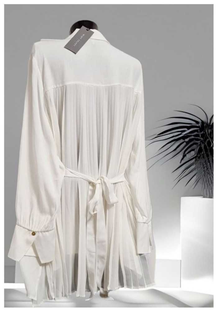 Белая рубашка блуза удлиненная плиссированная Mint Velvet, р. XL