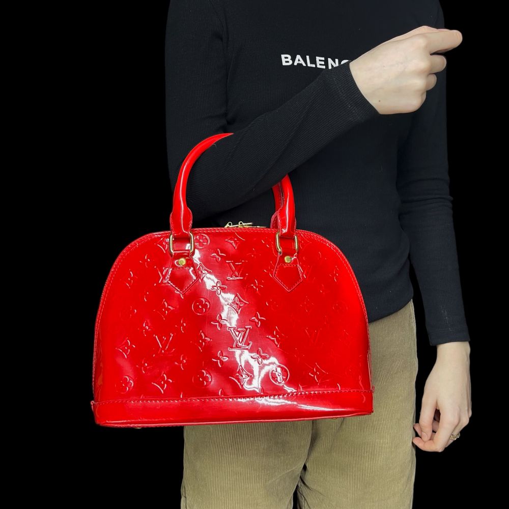 Женская сумка Louis Vuitton alma vernis tote red bag оригинпл