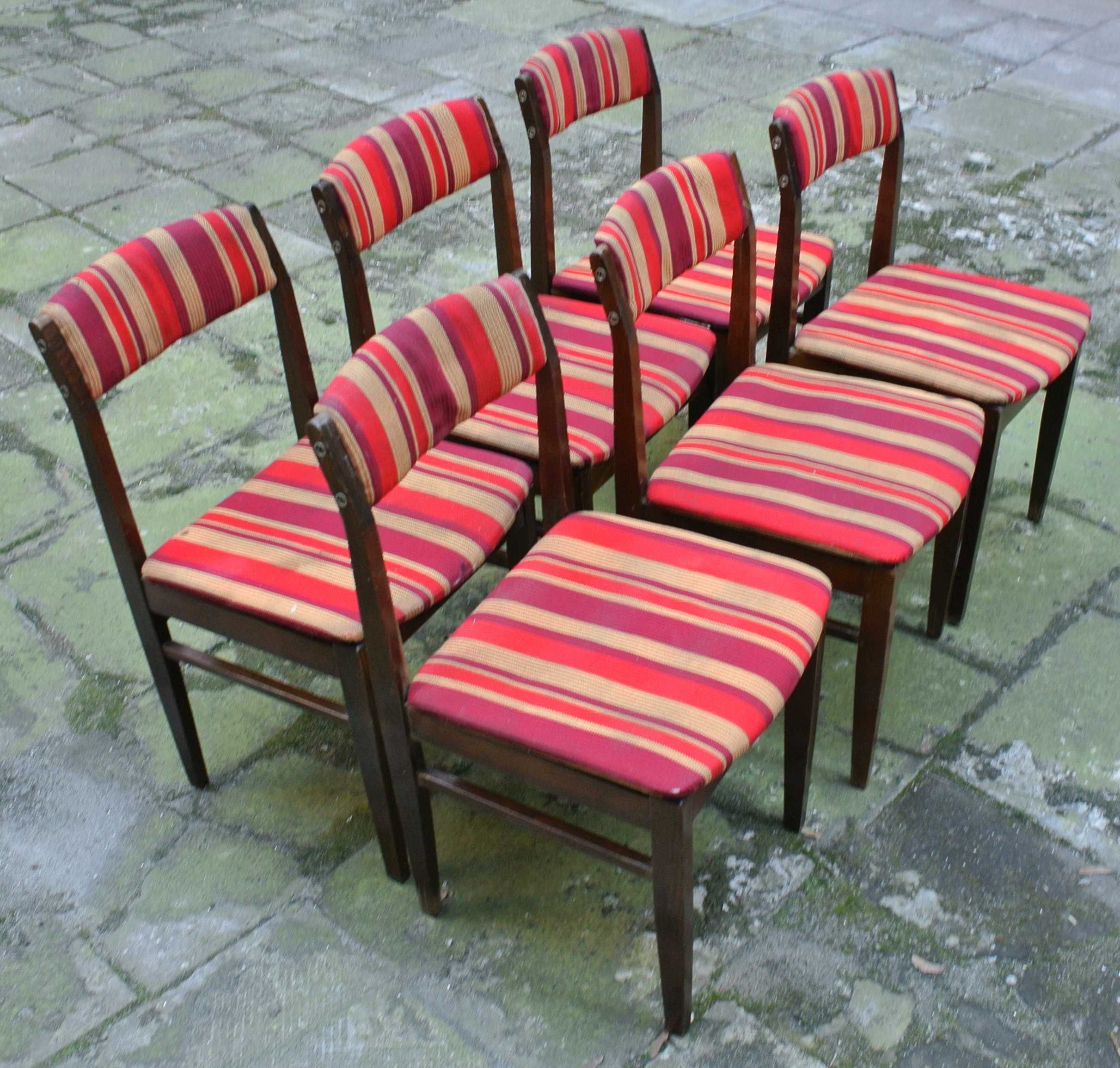 Stare krzesła z czasów PRL - zestaw 6 sztuk