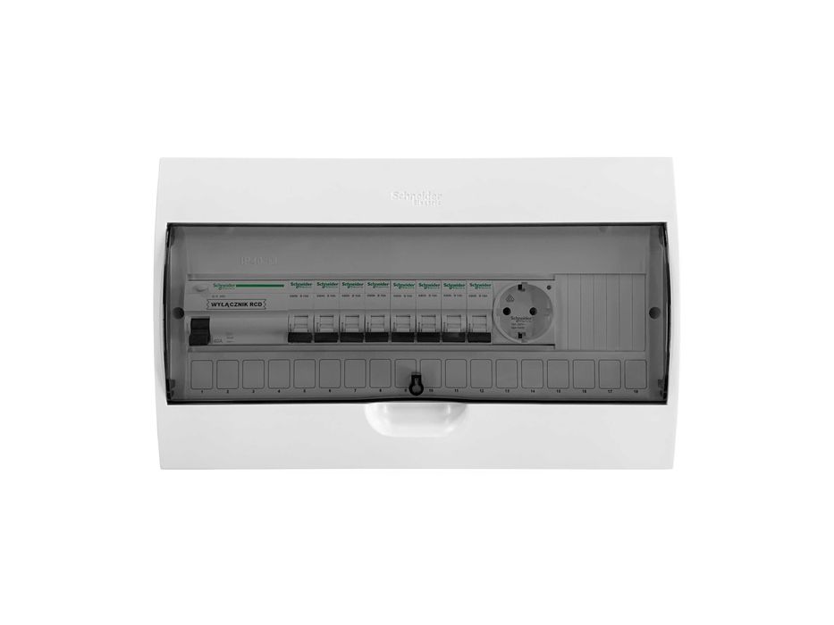 Rozdzielnica natynkowa z gniazdem 230V zabezpieczona gotowa 18 modułów