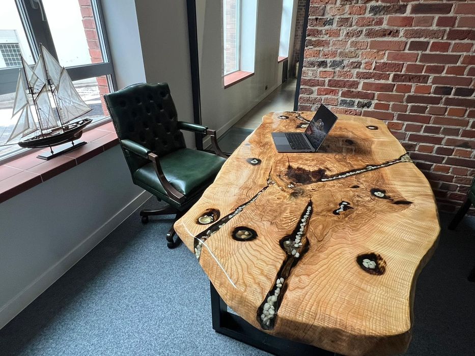 Stół z monolitu 320x110x7 biurko stolik kawowy jesion live edge oak