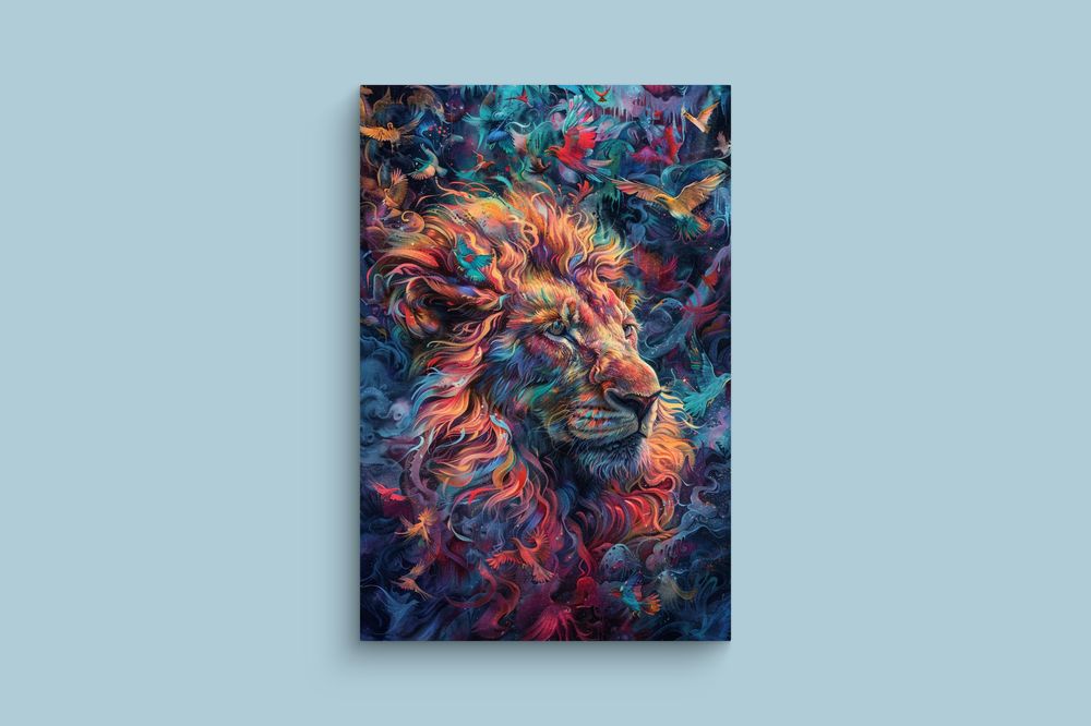Obraz na płótnie Kolorowy Lew w Nowoczesnym Stylu 40x60 cm
