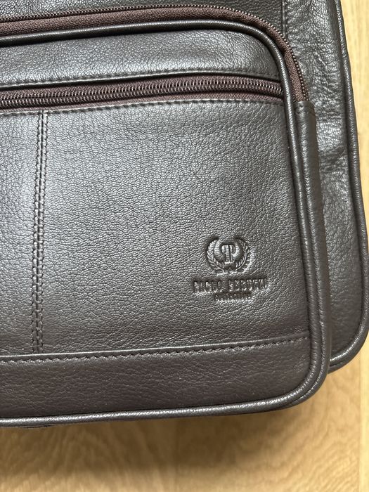 Torba męska skórzana na ramię i do ręki do pracy brązowy T-126-BR