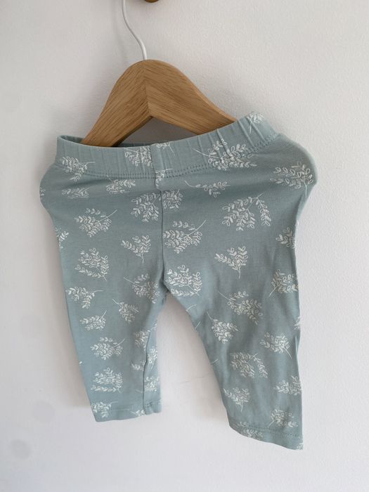Legginsy lindex 62 miętowe w gałązki kwiatki