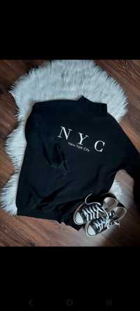 Bluza z golfem czarna NYC New York City h&m rozm S