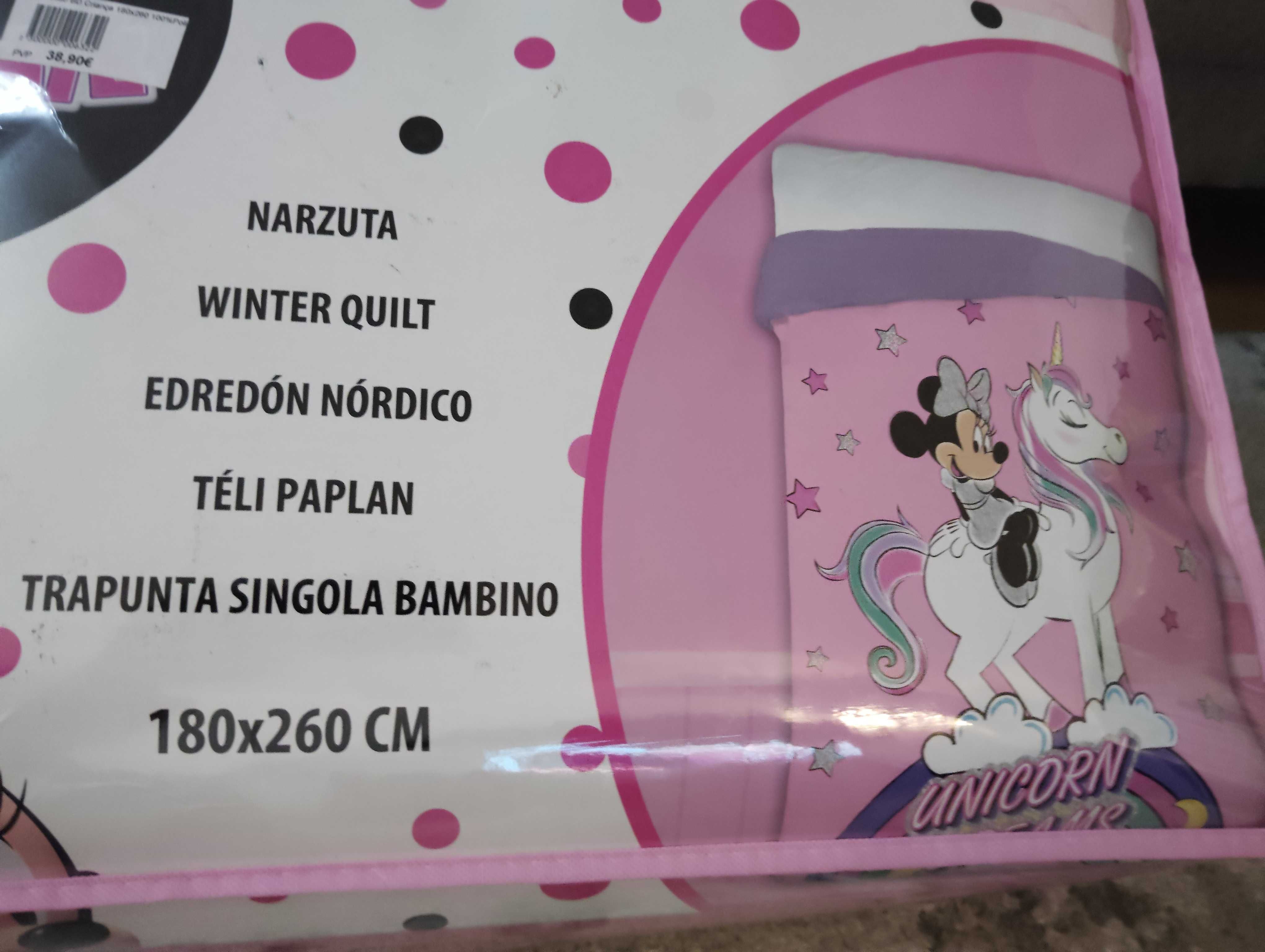 Edredão minnie e unicórnio para cama de solteiro
