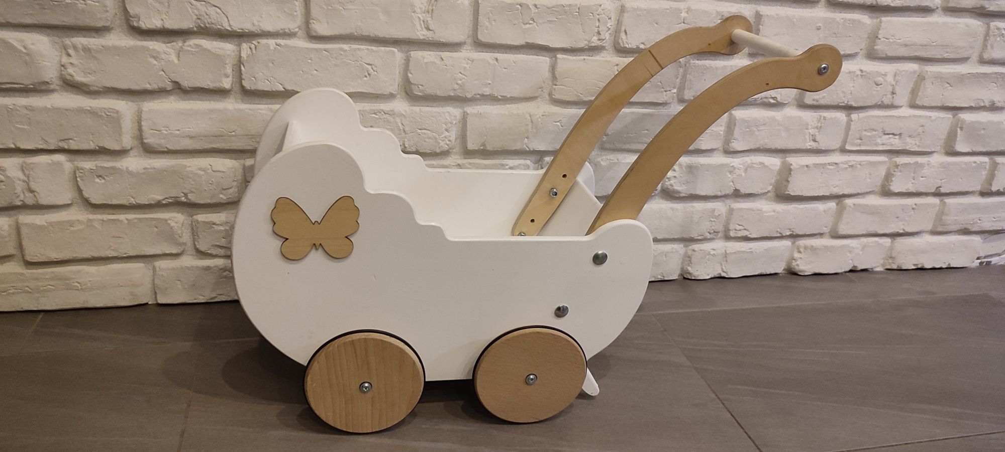 Drewniany wózek wózeczek dla lalek, chodzik, pchacz, zabawka