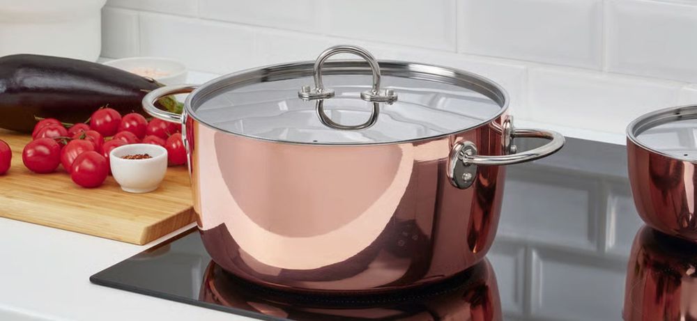 IKEA FINMAT Garnek z pokrywką, miedź/stal nierdz, 5l