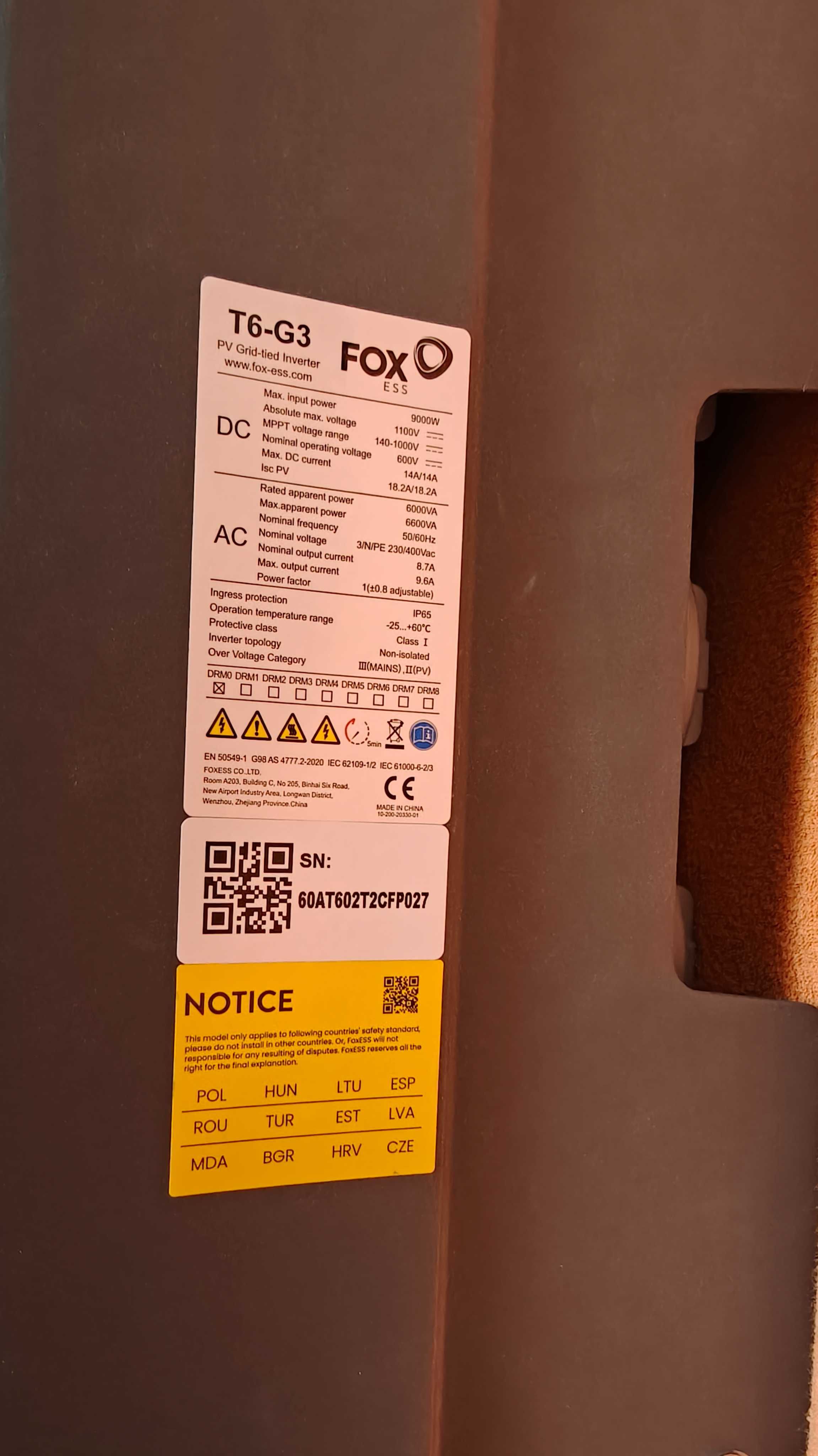 Inwerter FoxESS T6 G3 pełen zestaw, gwarancji. Falownik, jak nowy!