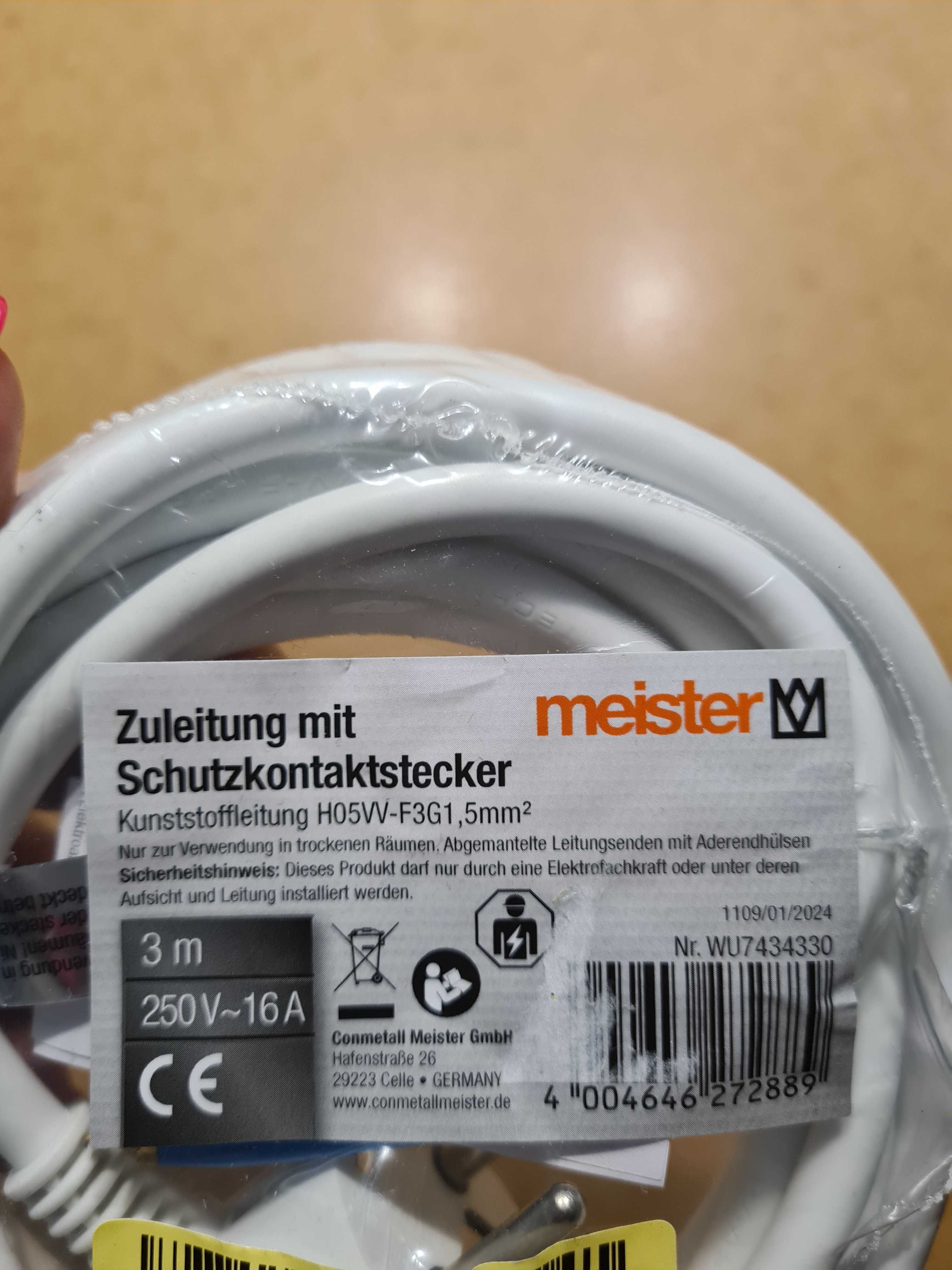 kabel zasilający ze stykiem ochronnym meister 3m