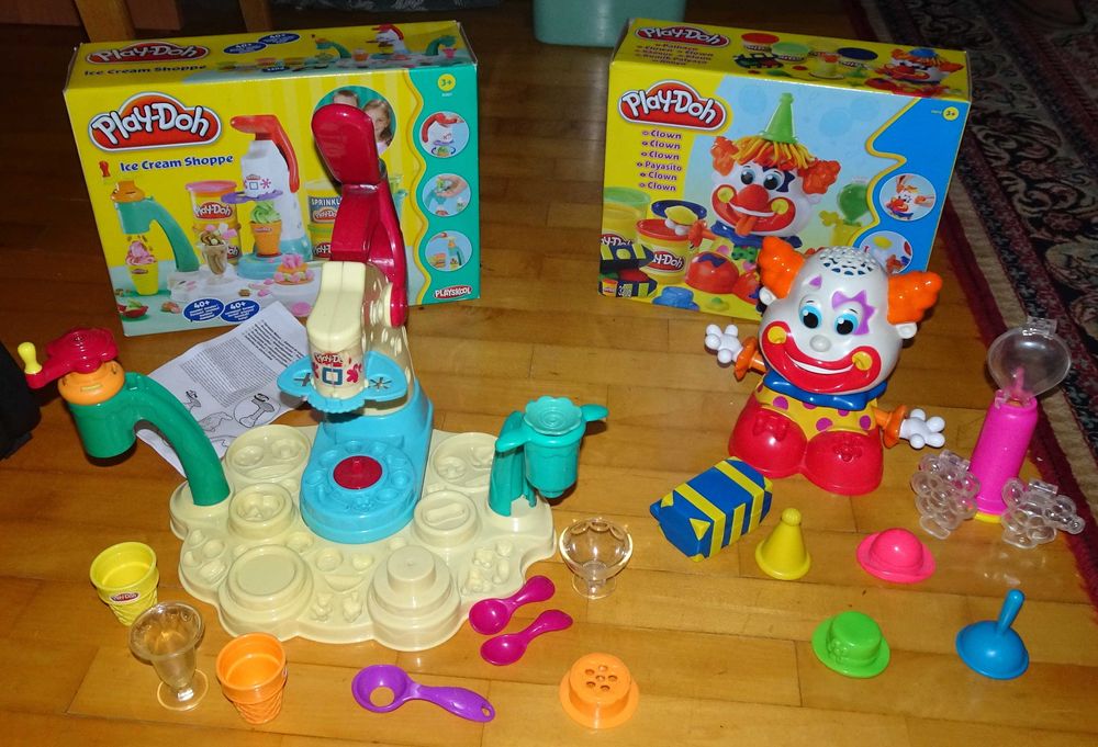 [MEGAZESTAW] PLAY-DOH Ice Cream Shoppe + Clown + Funny Char. + Bucket