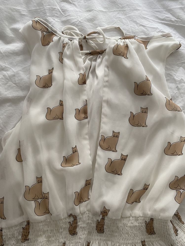 Vestido Zara M padrão gatos