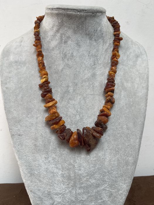 Stary Duży Naszyjnik z Bursztynu Bałtyckiego Prl