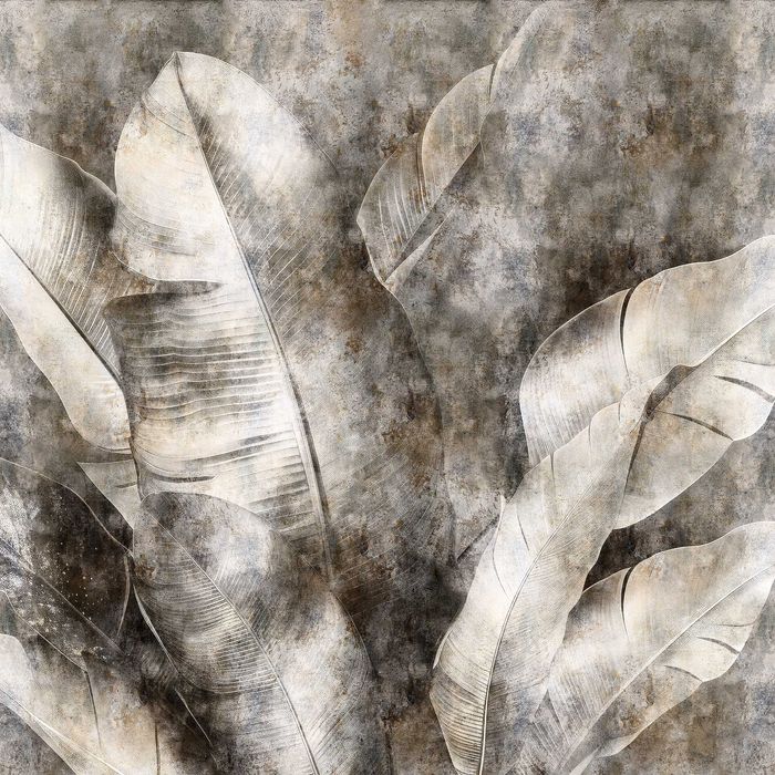 Fototapeta Brązowy Liść Beż Szarości Beton Brud Loft 3D + KLEJ