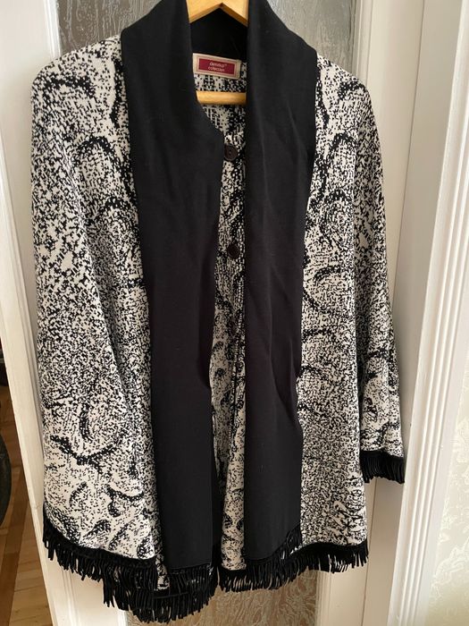 Пончо,  шерстяной кардиган с отделкой