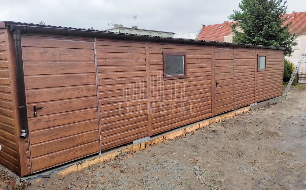 Garaż Blaszany 5x11 Brama dwuskrzydłowa 2x drzwi 2x okno TS543