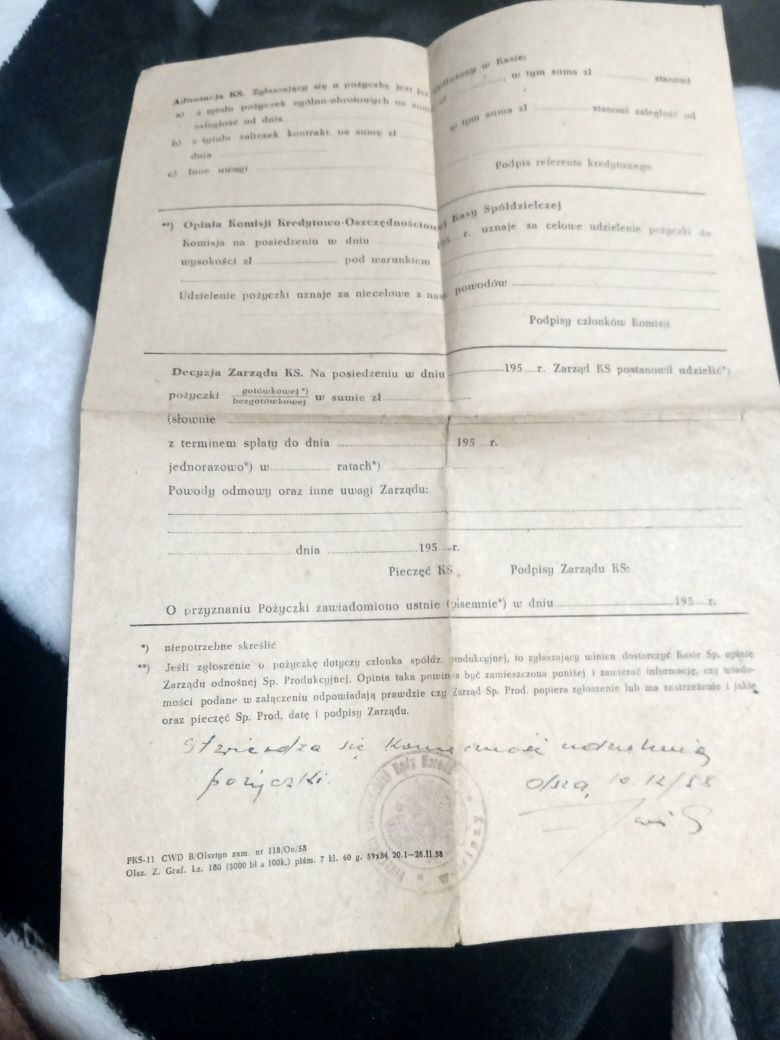 Dokument z 1958r