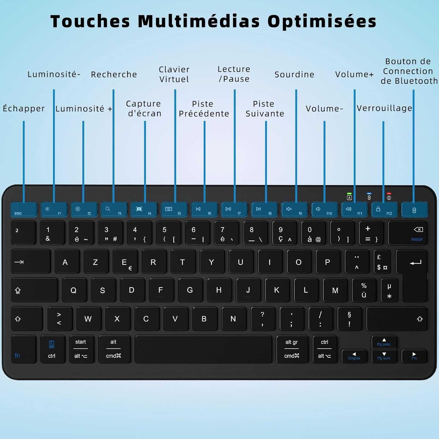 Bezprzewodowa klawiatura Bluetooth Qulose AZERTY czarna