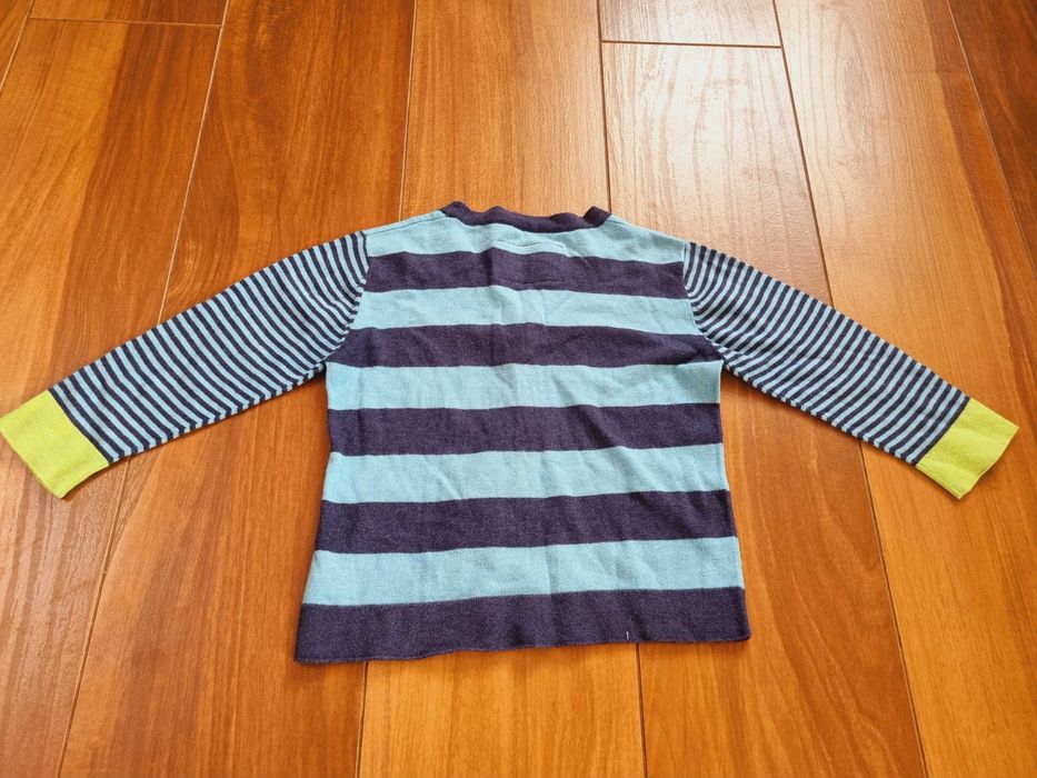 Sweterek elegancki R 92 rozpinany na guziki granatowy w paseczki bluza