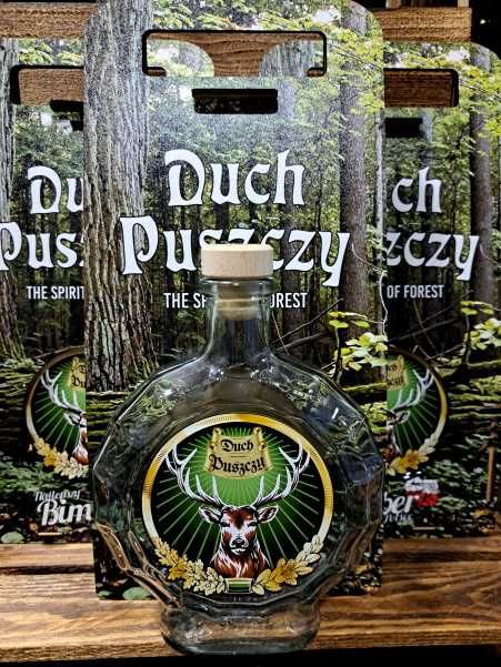 Nosidełko Butelka 500ml na Alkohol Duch Puszczy skrzyneczka na prezent