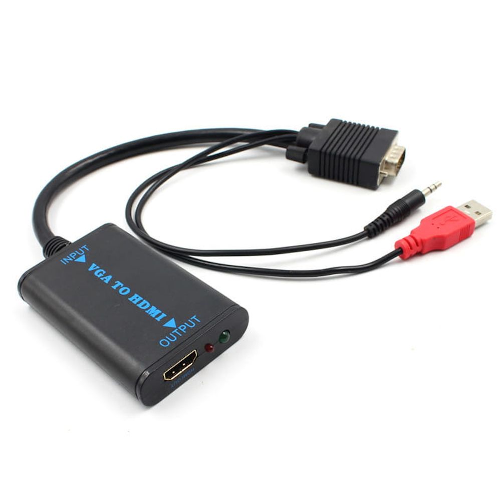 Konwerter z VGA męskie na HDMI żeńskie + audio jack 3,5mm kabel