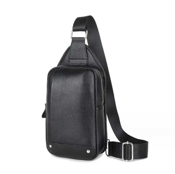 Чоловіча крос-боді сумка на груди шкіряна мужская бананка кожаная