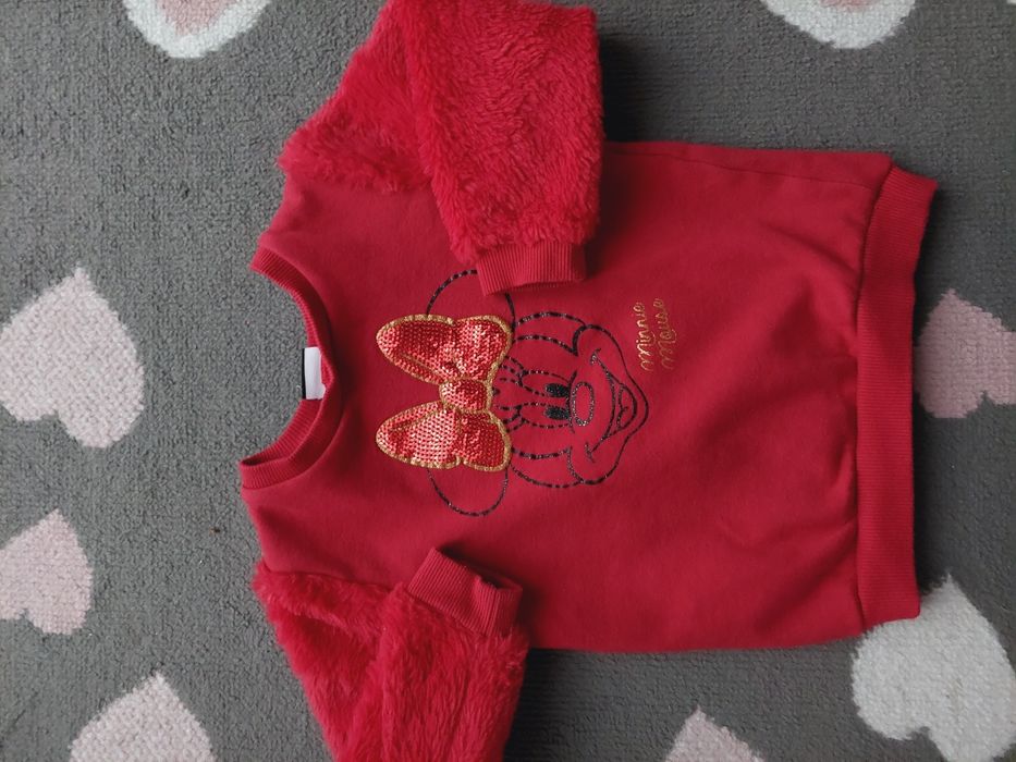 Czerwona bluza myszka Minnie świąteczna z futerkiem George 3-4l 98-104
