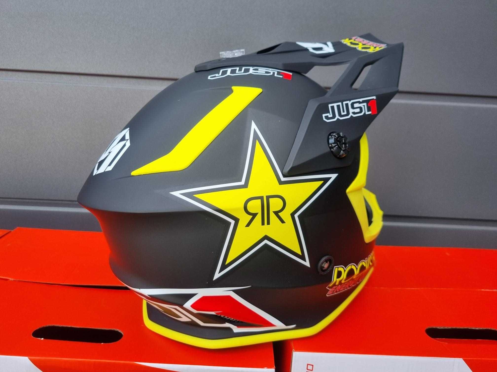 NOWY KASK JUST1 ROCKSTAR ! Czarno-żółty mat ! Cross i Quad !