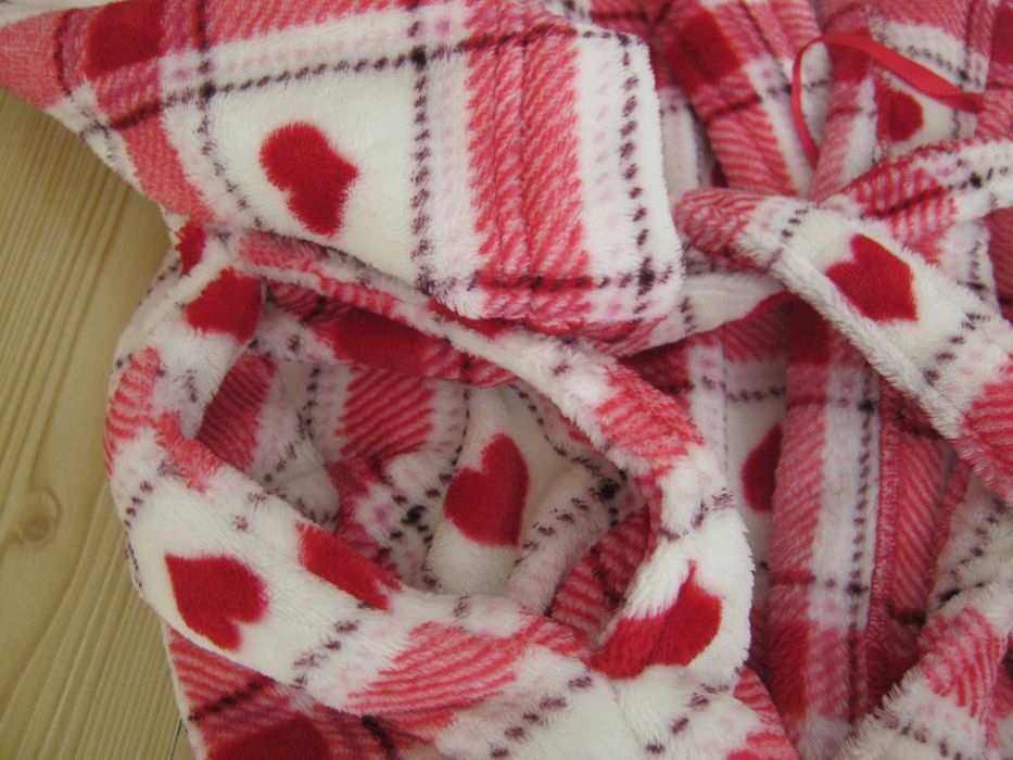 Szlafrok w kratkę i serduszka M&S kieszonki rozm 40