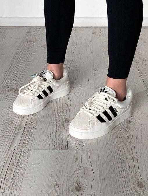 Женские кроссовки Adidas Campus x Bad Bunny White Black 36-40адидас