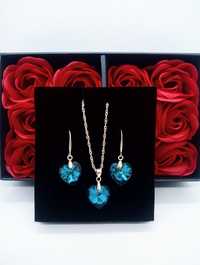 Zestaw / komplet biżuterii - niebieskie serca