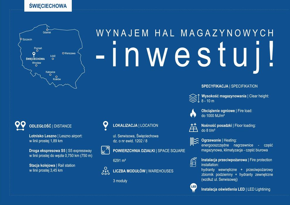 Wynajmę Halę Magazynową Leszno 580 - 5700 m2