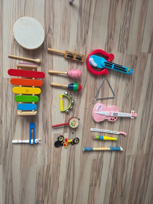 14 Sz Zestaw Instrumentów Muzycznych Dla Dzieci Drewniane Bębenek Flet