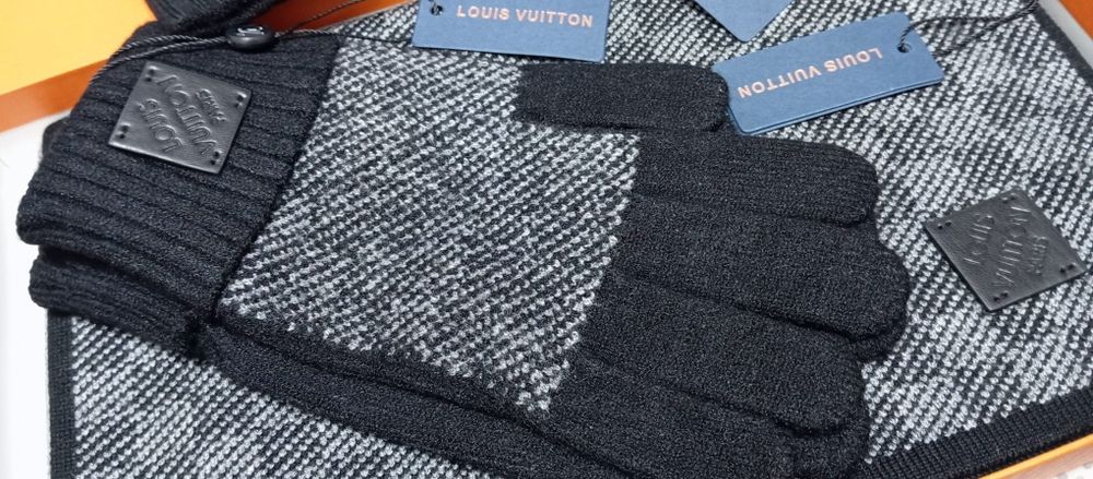 Zestaw komplet LV czapka szalik rękawiczki Louis Vuitton
