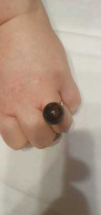 piękny pierścionek z bursztynem bałtyckim, rękodzieło OBNIŻKA