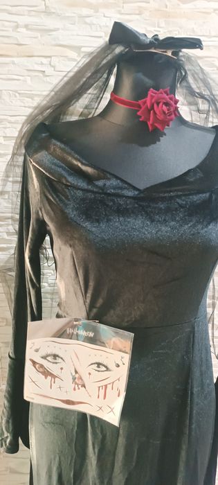 Strój pani Adams Motricia, przebranie halloweenowe dla kobiety,r.L