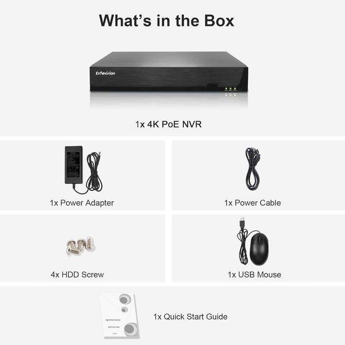 Rejestrator sieciowy system monitoringu Evtevision NVR 10-kanałowy 4K