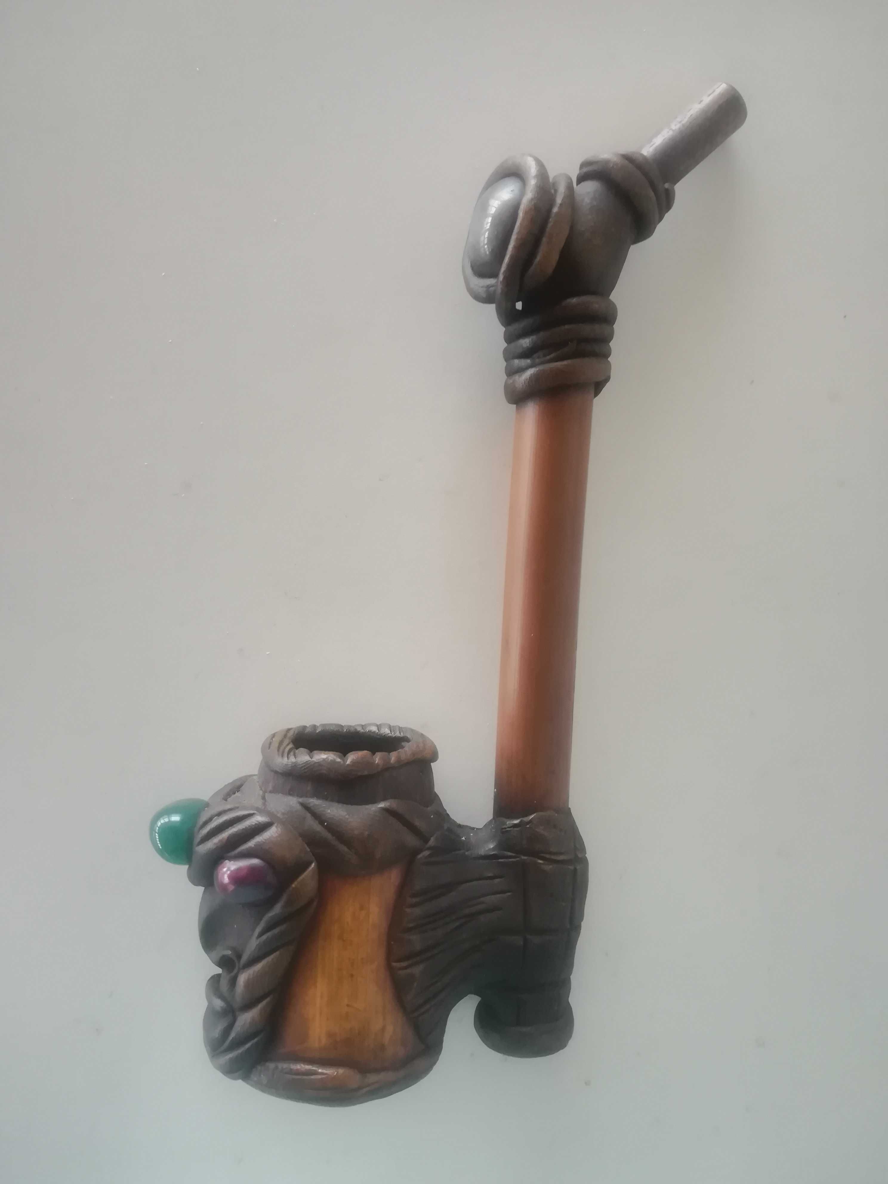 Cachimbo peça arte africana pedras Rosto angolano