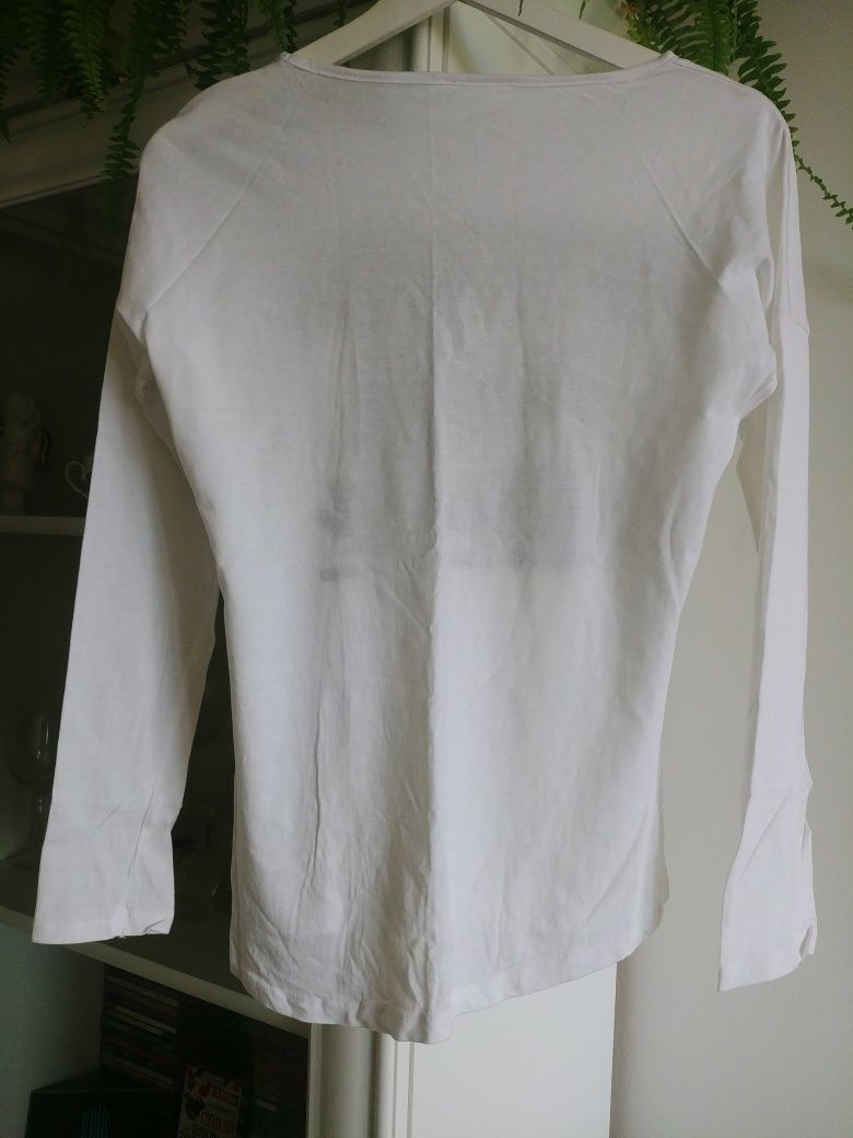 Bluzka biała z granatowym printem XS