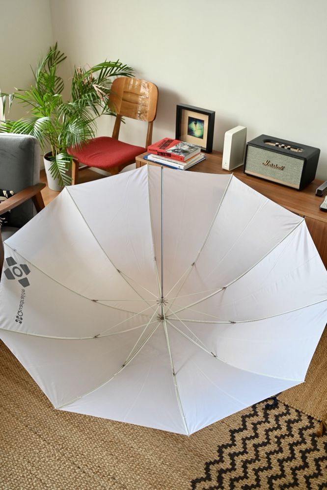 Parasolka fotograficzna transparentna biała. 152cm parasol