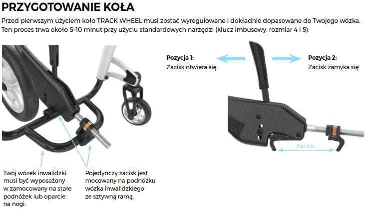 Przystawka do wózka inwalidzkiego Rehasense Track wheel Aluminium